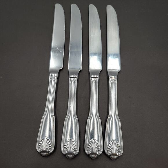 TOWLE Stainless Dinner Knife London Shell Flatware JAPAN Set 4 Pcs Vtg - Picture 3 of 5